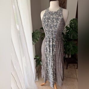 Japna Mixed Print Smocked Midi Dress | Boho Patchwork | Size M